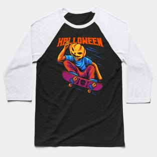 halloween skateboarding pimpkin illustration Baseball T-Shirt